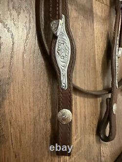 Circle Y Western Tack Set Browband Headstall Breast Collar German Silver