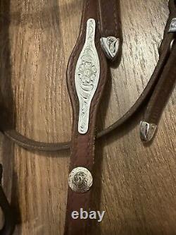 Circle Y Western Tack Set Browband Headstall Breast Collar German Silver