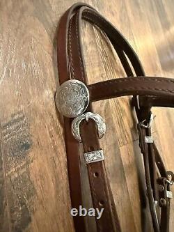 Circle Y Western Tack Set Browband Headstall Breast Collar German Silver