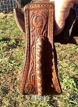 Circle Y Yoacum Texas 15 Beautiful Used Western Trail Saddle Tooled & Silver