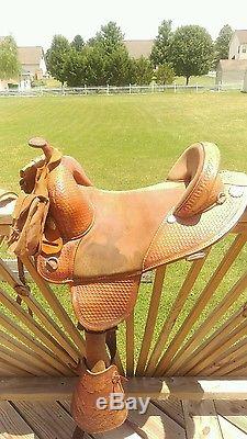 Circle y treeless 16.5 inch saddle custom tapederos, breastrap, bridle tooled