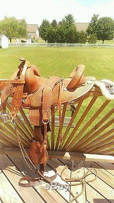 Circle y treeless 16.5 inch saddle custom tapederos, breastrap, bridle tooled