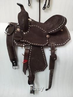 Classic Designer Rough out Leather Western Horse Saddle With Tack Set Size 15