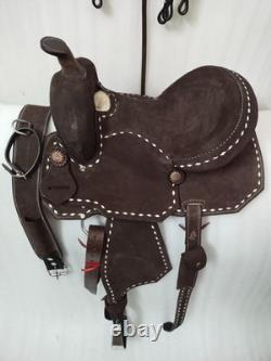 Classic Designer Rough out Leather Western Horse Saddle With Tack Set Size 15