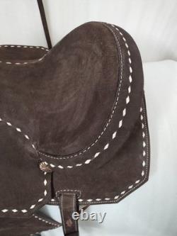 Classic Designer Rough out Leather Western Horse Saddle With Tack Set Size 15