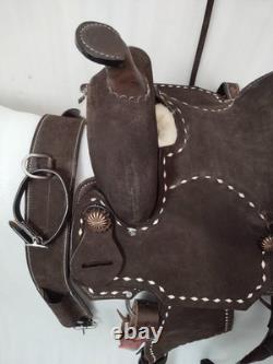 Classic Designer Rough out Leather Western Horse Saddle With Tack Set Size 15