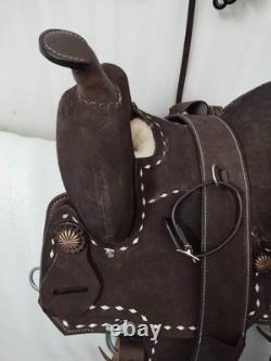 Classic Designer Rough out Leather Western Horse Saddle With Tack Set Size 15