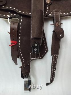 Classic Designer Rough out Leather Western Horse Saddle With Tack Set Size 15