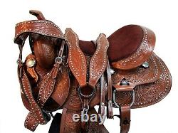 Comfortable Trail Saddle Western Horse Pleasure Tooled Leather Tack 15 16 17 18