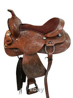 Comfortable Trail Saddle Western Horse Pleasure Tooled Leather Tack 15 16 17 18