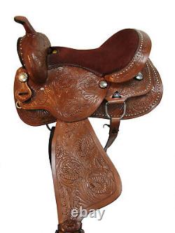 Comfortable Trail Saddle Western Horse Pleasure Tooled Leather Tack 15 16 17 18