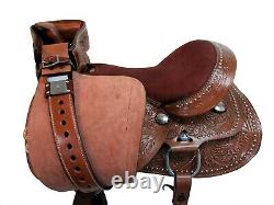 Comfortable Trail Saddle Western Horse Pleasure Tooled Leather Tack 15 16 17 18