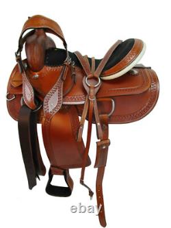 Comfy Trail Western Horse Saddle 15 16 17 18 Pleasure Tooled Leather Tack Set