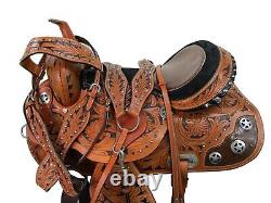 Comfy Trail Western Saddle Used Horse Pleasure Floral Tooled Tack Set 15 16 17