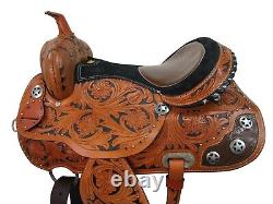 Comfy Trail Western Saddle Used Horse Pleasure Floral Tooled Tack Set 15 16 17