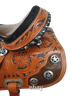 Comfy Trail Western Saddle Used Horse Pleasure Floral Tooled Tack Set 15 16 17