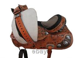 Comfy Trail Western Saddle Used Horse Pleasure Floral Tooled Tack Set 15 16 17