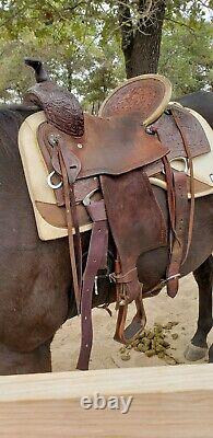Corriente Barrel Saddle 15 Leather Western Horse Tack Rough Out Pencil Roll