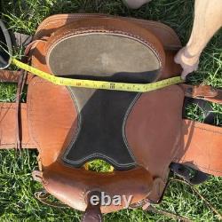 Corriente Roping Saddle 15 in Brown Leather Suede Seat Fleece Lined Western Tack
