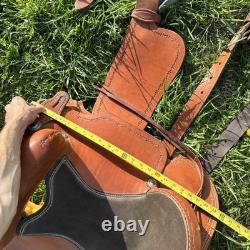 Corriente Roping Saddle 15 in Brown Leather Suede Seat Fleece Lined Western Tack