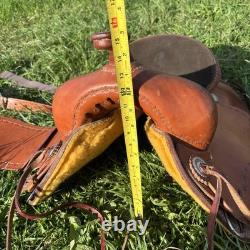 Corriente Roping Saddle 15 in Brown Leather Suede Seat Fleece Lined Western Tack