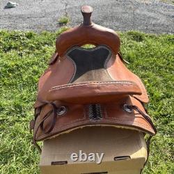Corriente Roping Saddle 15 in Brown Leather Suede Seat Fleece Lined Western Tack