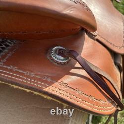 Corriente Roping Saddle 15 in Brown Leather Suede Seat Fleece Lined Western Tack