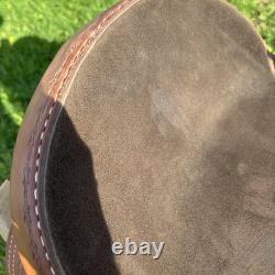 Corriente Roping Saddle 15 in Brown Leather Suede Seat Fleece Lined Western Tack
