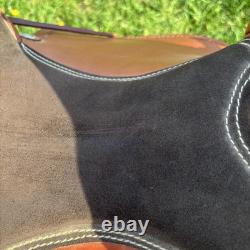 Corriente Roping Saddle 15 in Brown Leather Suede Seat Fleece Lined Western Tack