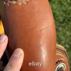 Corriente Roping Saddle 15 in Brown Leather Suede Seat Fleece Lined Western Tack