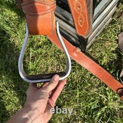 Corriente Roping Saddle 15 in Brown Leather Suede Seat Fleece Lined Western Tack