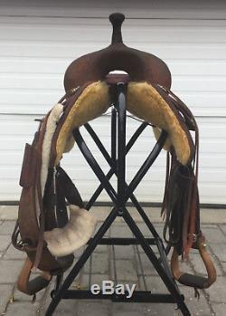 Cow Horse Gear Custom Partial Floral Tool Cutting Saddle 17 Seat Wide Tree