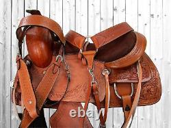 Cowboy Western Saddle Used Leather Roping Roper Horse Ranch Tack Set 15 16 17 18