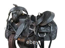 Cowboy Western Saddle Used Leather Tooled Pleasure Barrel Racing Set 15 16 17 18