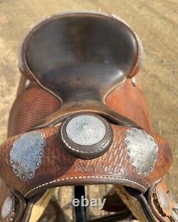 Crates 15.5 Western Show Saddle WITH Matching Breast Collar Leather Cinch