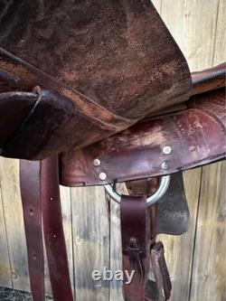 Crates Western Show Saddle 15.5 Tooled Leather Engraved Silver Accents #2310