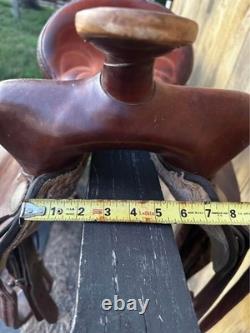 Crates Western Show Saddle 15.5 Tooled Leather Engraved Silver Accents #2310