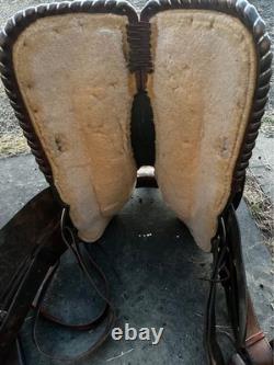 Crates Western Show Saddle 15.5 Tooled Leather Engraved Silver Accents #2310