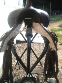 Crates western trail ranch saddle 15 1/2 model #150 + breast collar & chinch