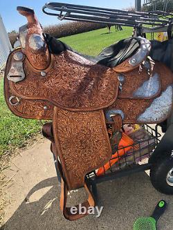 Custom Dale Chavez Western Show Saddle withSilver 16.5 (Pleasure, Trail, HMS)