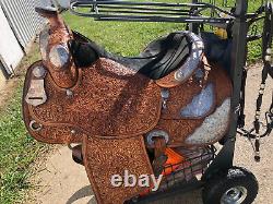 Custom Dale Chavez Western Show Saddle withSilver 16.5 (Pleasure, Trail, HMS)