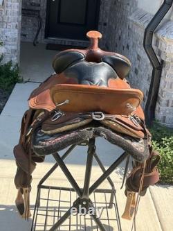 Custom Kevin Parrish Western Half Breed Trail Saddle 17 and Nettles Stirrups