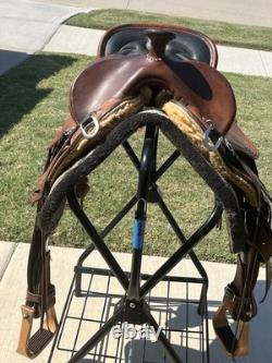 Custom Kevin Parrish Western Half Breed Trail Saddle 17 and Nettles Stirrups