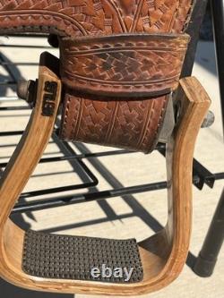 Custom Kevin Parrish Western Half Breed Trail Saddle 17 and Nettles Stirrups