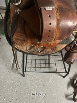 Custom Kevin Parrish Western Half Breed Trail Saddle 17 and Nettles Stirrups