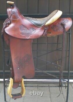 Custom Made John Fallis Balanced Ride Western Horse Saddle Roses Rawhide #5252