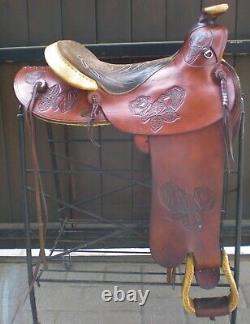 Custom Made John Fallis Balanced Ride Western Horse Saddle Roses Rawhide #5252