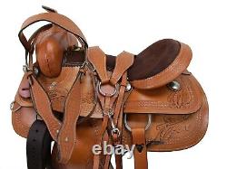 Custom Made Western Saddle Used Horse Pleasure Barrel Racing Tack 15 16 17 18