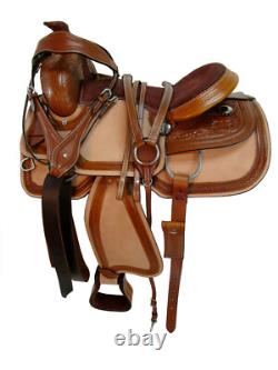Custom Western Trail Saddle Horse Pleasure Tooled Leather Tack Set 18 17 16 15