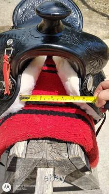 Custom Western Trail Show Ranch Saddle 15.5 Black with Simco silver for parades